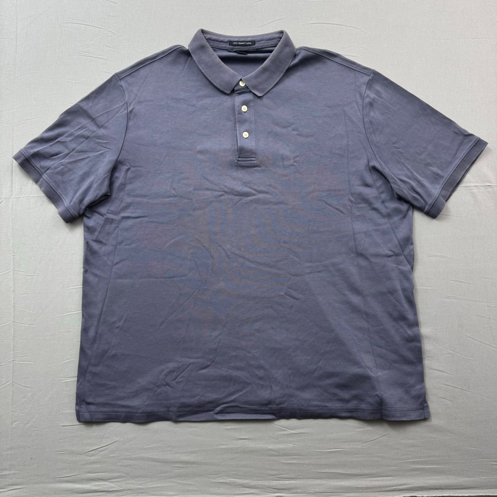 Lands End Mens XL Supima Cotton Short Sleeve Polo Shirt Purple Blue Casual 46-48
